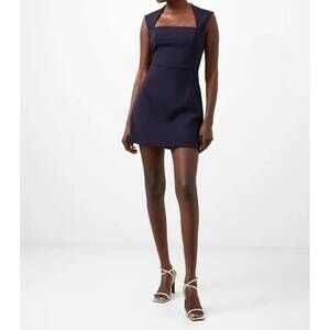 french connection cashmere blue dress Navy Mandarin Collar Zipper 2-Pcs Suit main image 0